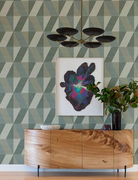 A Street Prints Winslow Green Geometric Faux Grasscloth Wallpaper