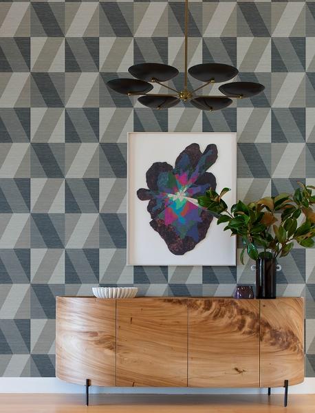 A Street Prints Winslow Slate Geometric Faux Grasscloth Wallpaper