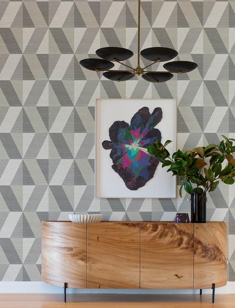 A Street Prints Winslow Stone Geometric Faux Grasscloth Wallpaper