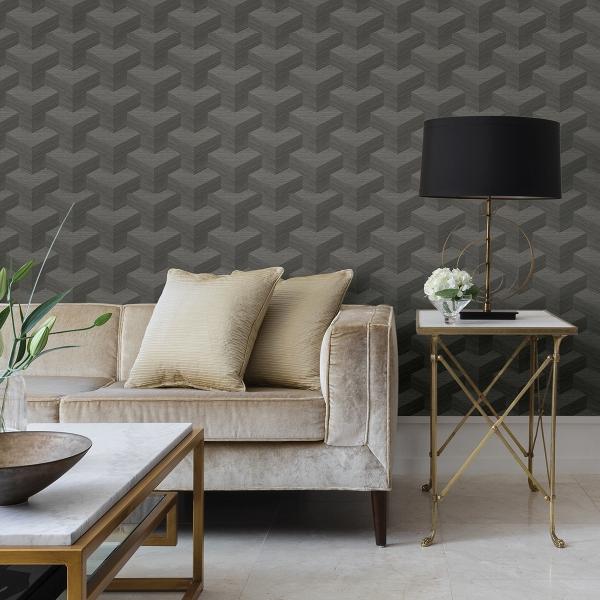 A Street Prints Y Knot Grey Geometric Texture Wallpaper