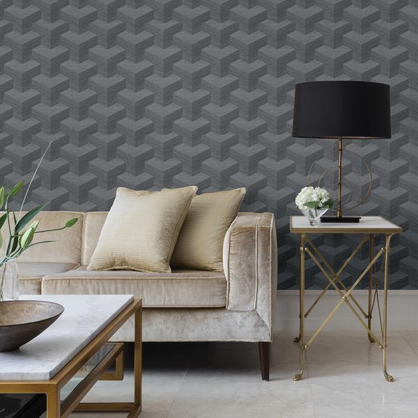 A Street Prints Y Knot Slate Geometric Texture Wallpaper