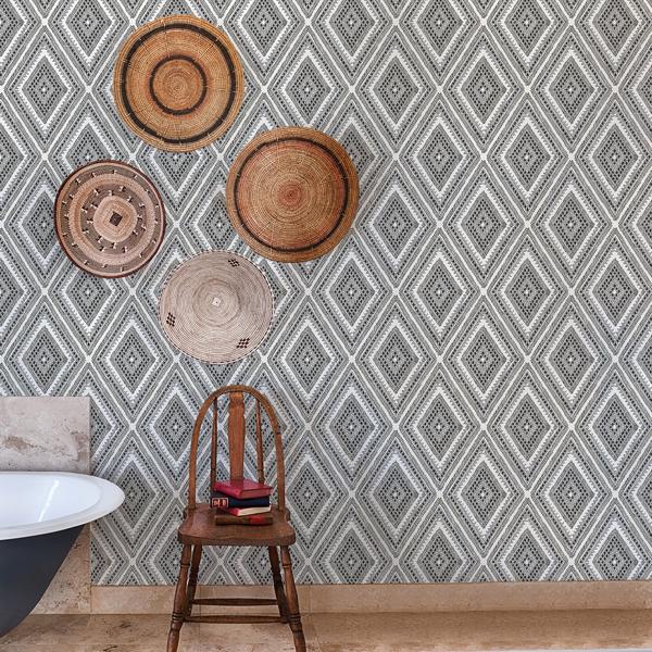 A Street Prints Zaya Black Tribal Diamonds Wallpaper