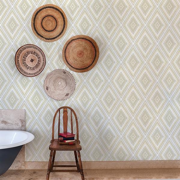 A Street Prints Zaya Light Yellow Tribal Diamonds Wallpaper