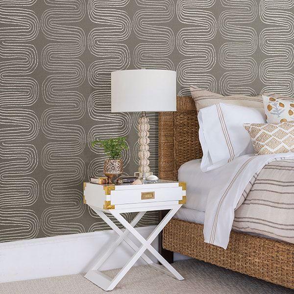 A Street Prints Zephyr Brown Abstract Stripe Wallpaper