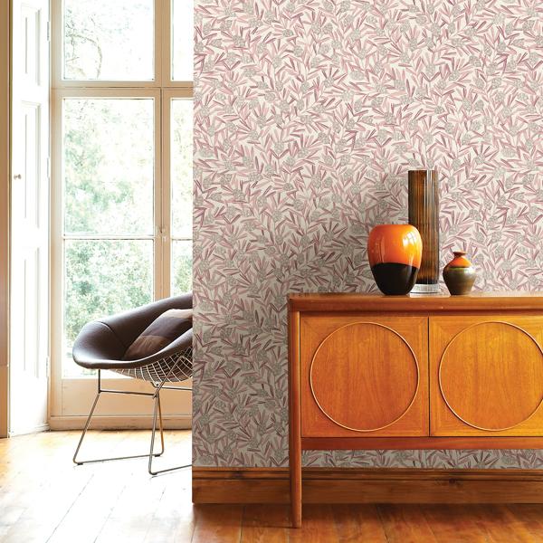 A Street Prints Zulma Pink Decorative Botanical Wallpaper