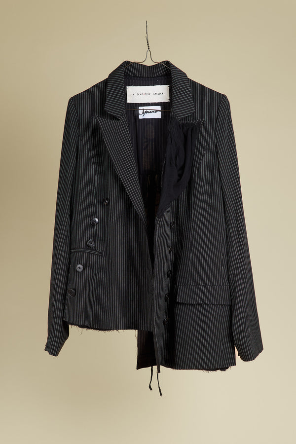 A Tentative Atelier Asymmetric Striped Jacket