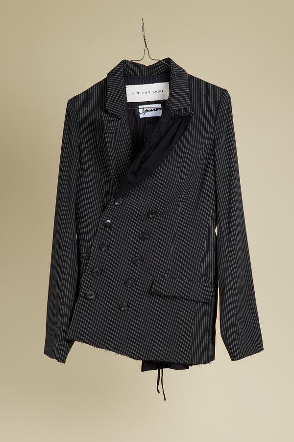 a tentative atelier Asymmetric Striped Jacket