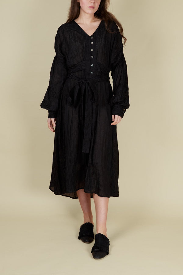 A Tentative Atelier Oversize Jacquard Drape Buttoned Dress