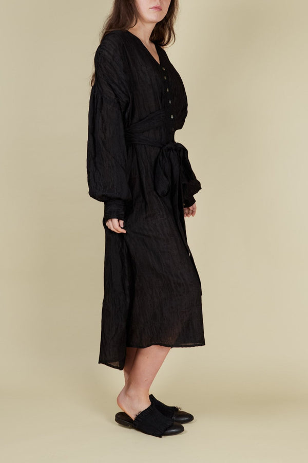 A Tentative Atelier Oversize Jacquard Drape Buttoned Dress