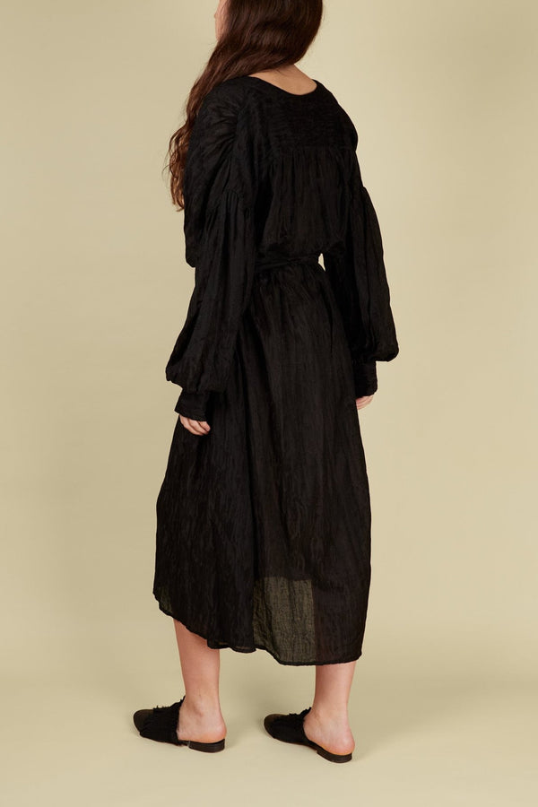 A Tentative Atelier Oversize Jacquard Drape Buttoned Dress