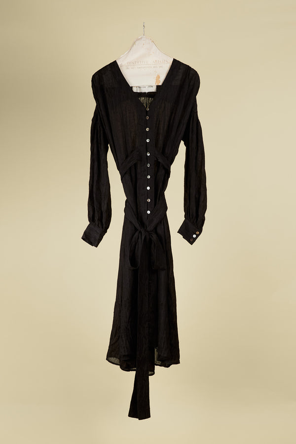 a tentative atelier Oversize Jacquard Drape Buttoned Dress