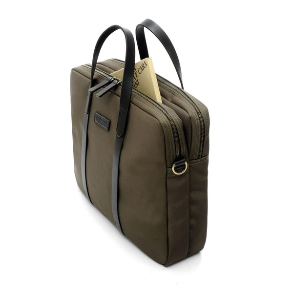A.g. Spalding & Bros. 520 Fifth Avenue New York 2 Zip PRESTON Briefcase KHAKI GREEN