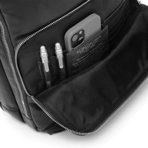 A.g. Spalding & Bros. 520 Fifth Avenue New York Tech Leather Backpack BLACK