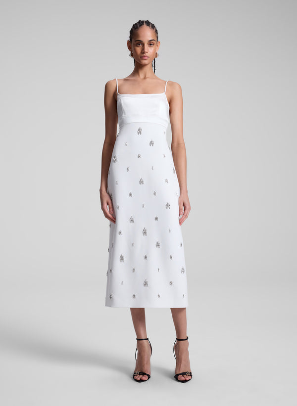 a.l.c. Alana Embellished Midi Dress White