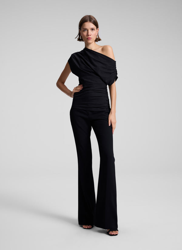 a.l.c. Alice Cotton One Shoulder Tee Black