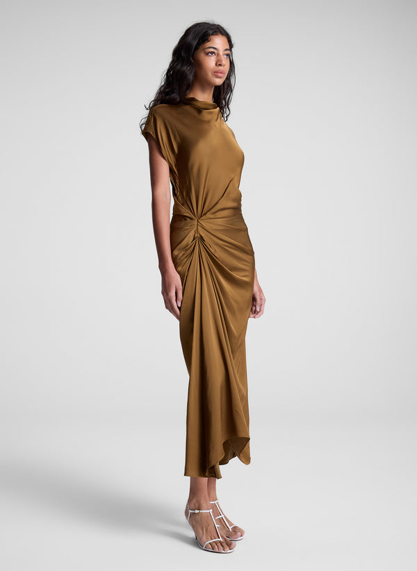 A.l.c. Alma Satin Midi Dress Aged Bronze