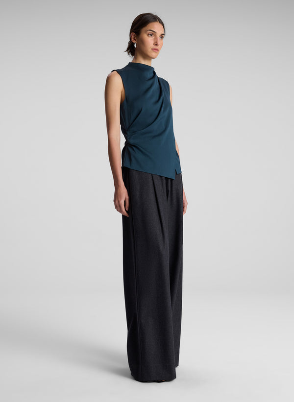 A.l.c. Amira Ruched Sleeveless Top Malachite