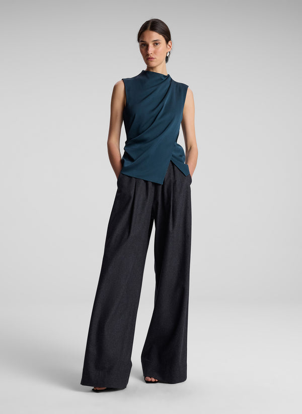 a.l.c. Amira Ruched Sleeveless Top Malachite