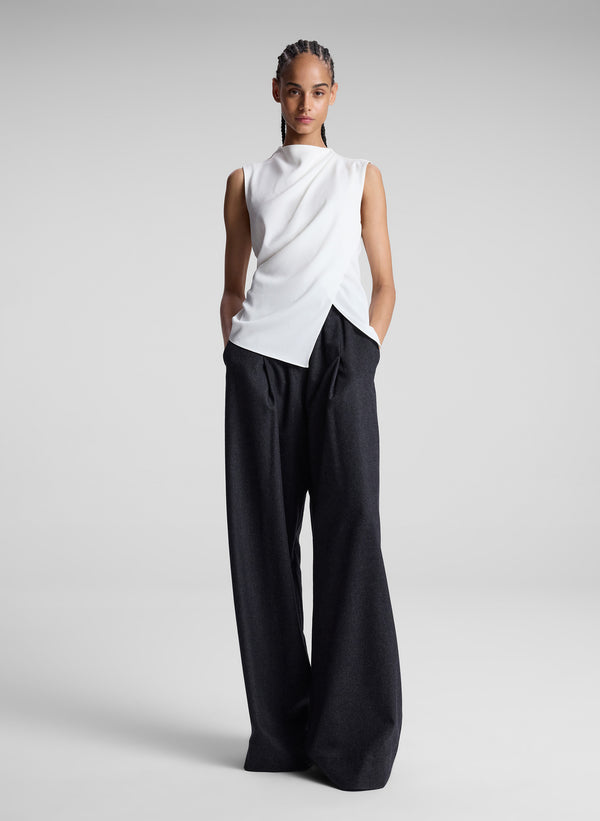 a.l.c. Amira Ruched Sleeveless Top Off White