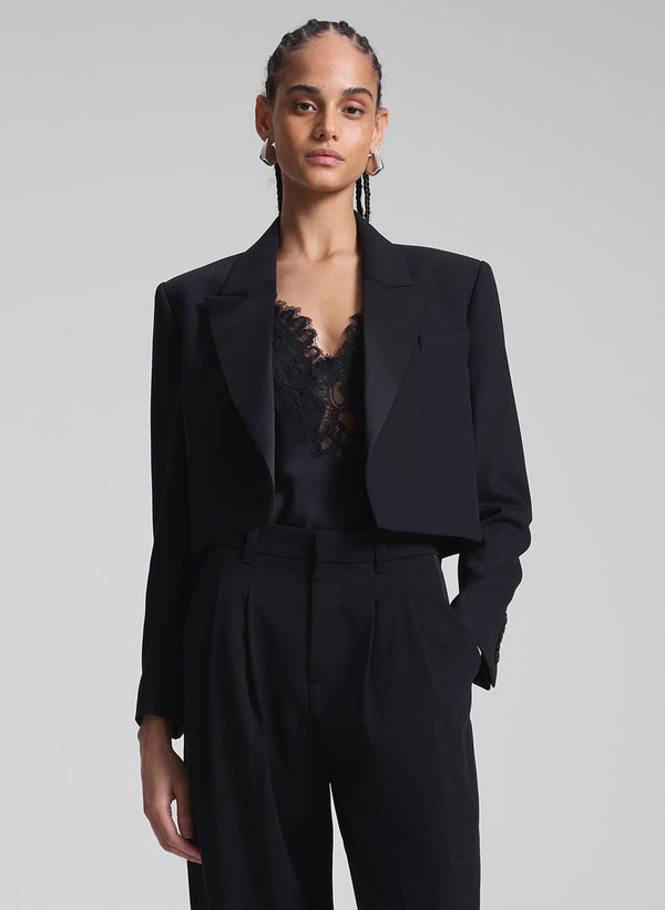 a.l.c. Anderson Cropped Tux Jacket Black/Black