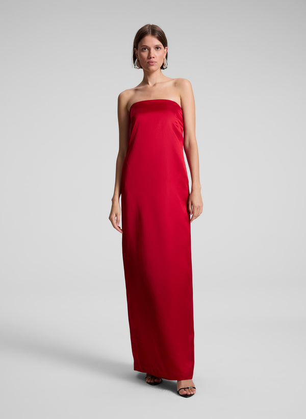 A.l.c. Ani Strapless Satin Gown Really Red