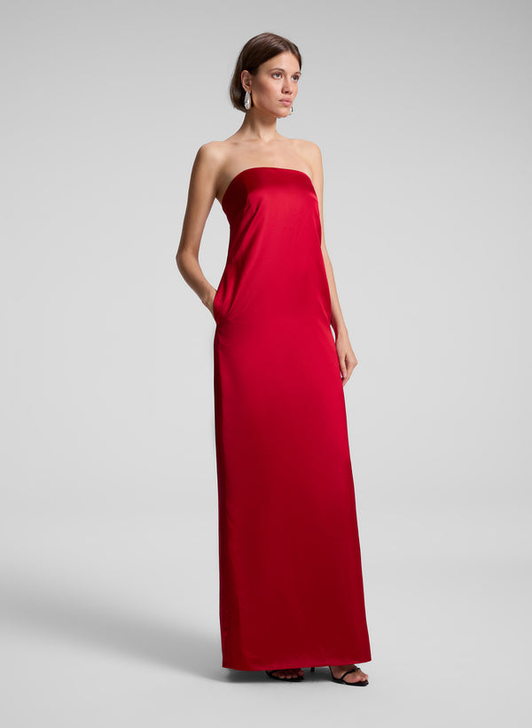 A.l.c. Ani Strapless Satin Gown Really Red