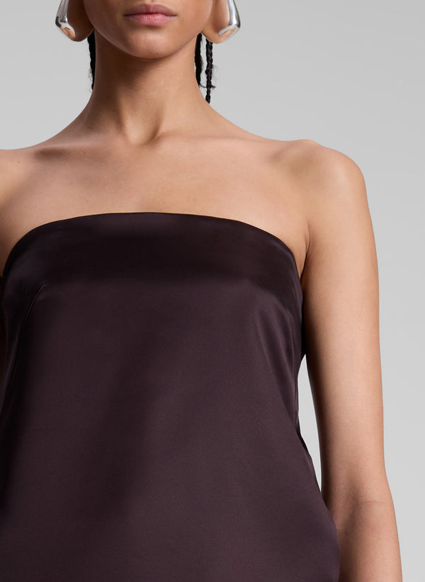 A.l.c. Ani Strapless Satin Top Chocolate Plum