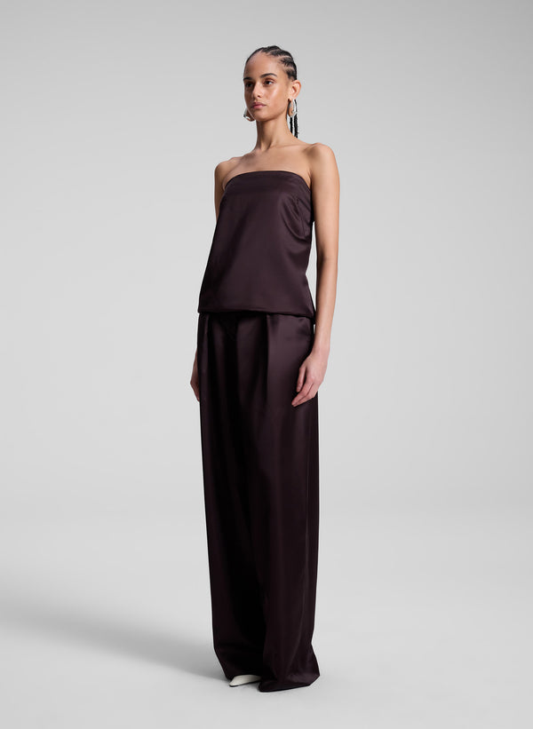 A.l.c. Ani Strapless Satin Top Chocolate Plum