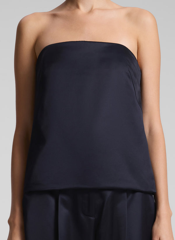 A.l.c. Ani Strapless Satin Top Deep Navy