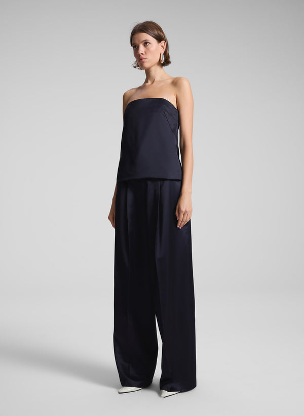 A.l.c. Ani Strapless Satin Top Deep Navy