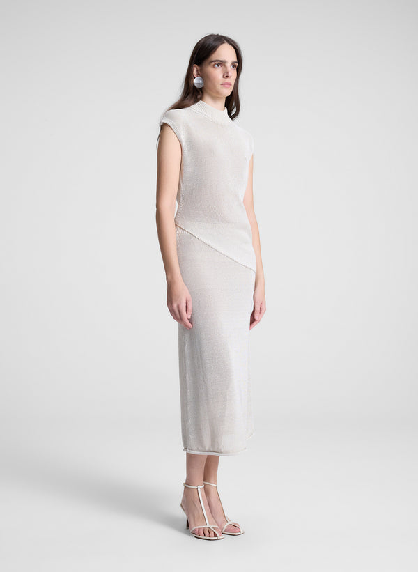 A.l.c. Anne Open Knit Midi Skirt Creme