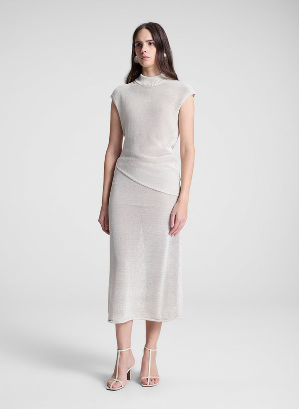 A.l.c. Anne Open Knit Midi Skirt Creme