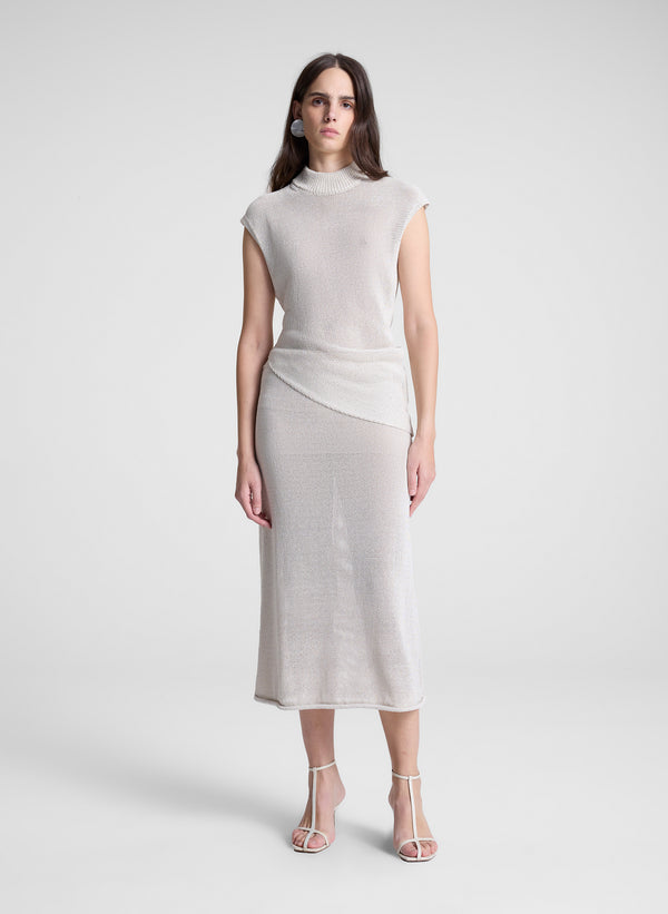 a.l.c. Anne Open Knit Midi Skirt Creme