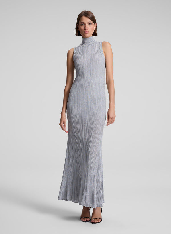 a.l.c. Arden Metallic Knit Maxi Dress Mercury