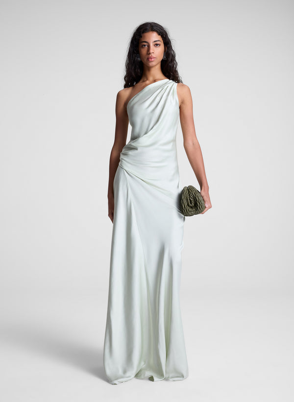 a.l.c. Aster Satin One Shoulder Gown Spearmint