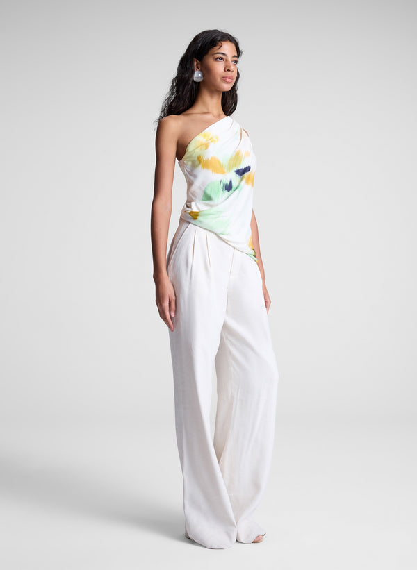 A.l.c. Aster Satin One Shoulder Top Floral Multi