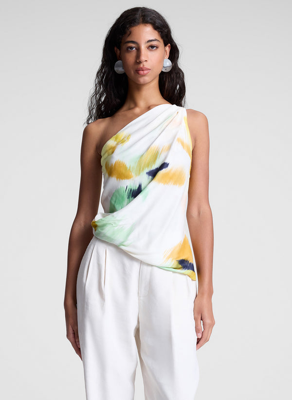 a.l.c. Aster Satin One Shoulder Top Floral Multi