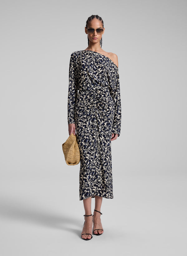 a.l.c. Aurelie Jersey Midi Skirt Navy/Cream