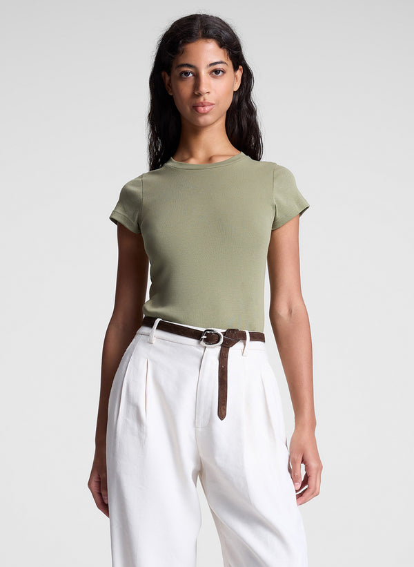 a.l.c. Avery Cotton Rib Baby Tee Eucalyptus