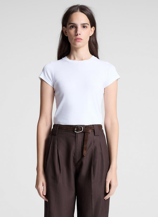 a.l.c. Avery Cotton Rib Baby Tee White