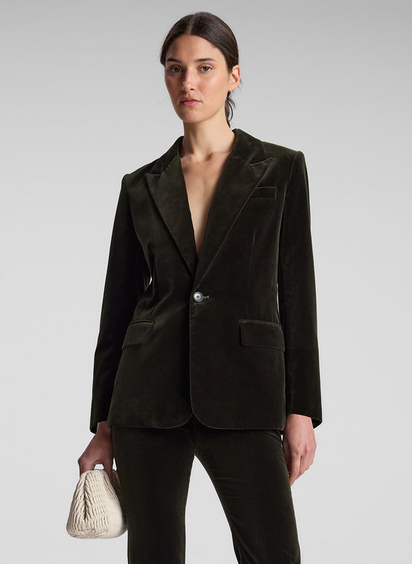 a.l.c. Ben Velvet Tailored Jacket Mossy