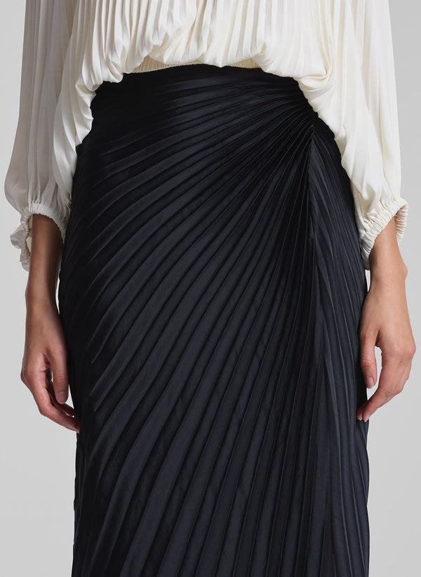 A.l.c. Bianca Satin Pleated Maxi Skirt Black