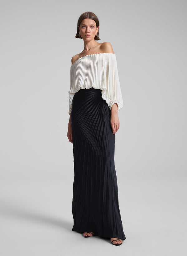 A.l.c. Bianca Satin Pleated Maxi Skirt Black