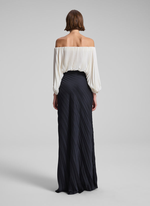A.l.c. Bianca Satin Pleated Maxi Skirt Black