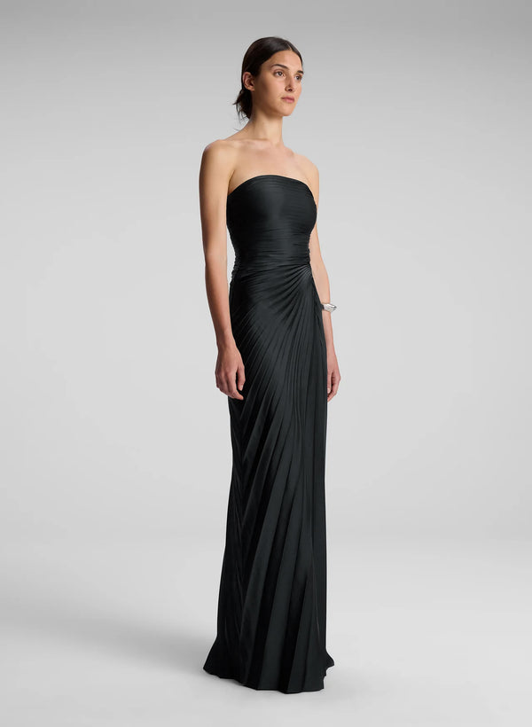 A.l.c. Bianca Strapless Pleated Maxi Dress Black