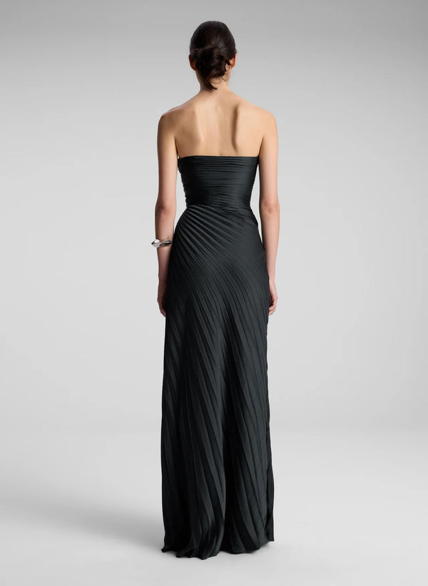 A.l.c. Bianca Strapless Pleated Maxi Dress Black