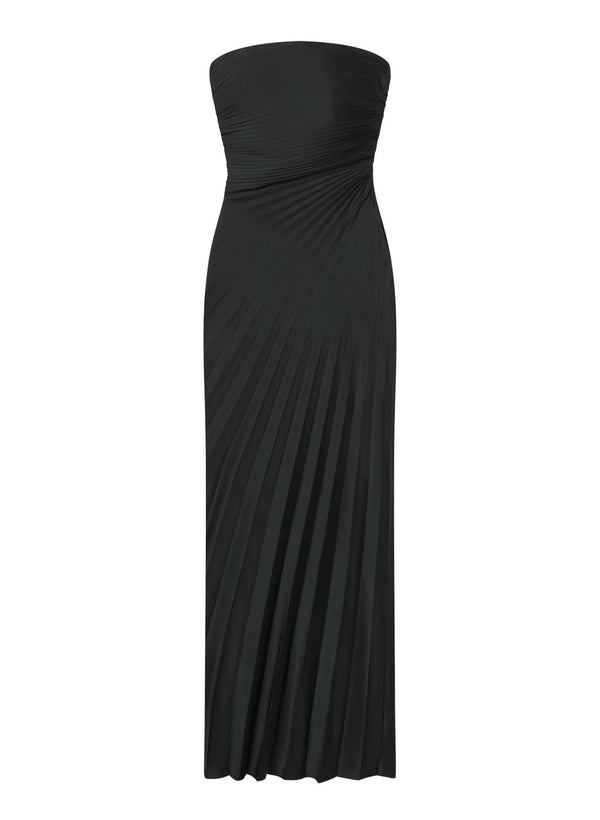 A.l.c. Bianca Strapless Pleated Maxi Dress Black