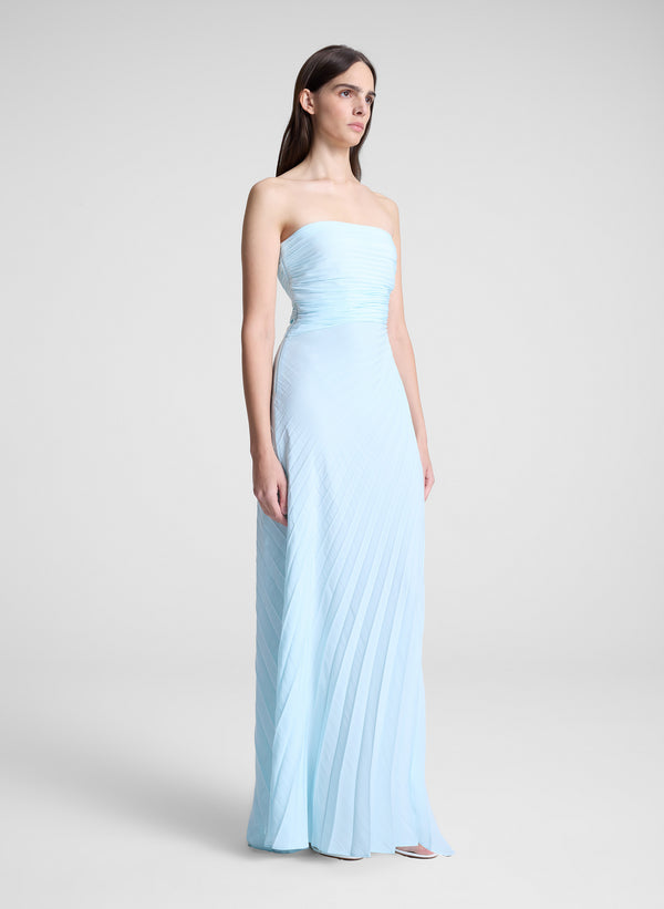 A.l.c. Bianca Strapless Pleated Maxi Dress Cascade