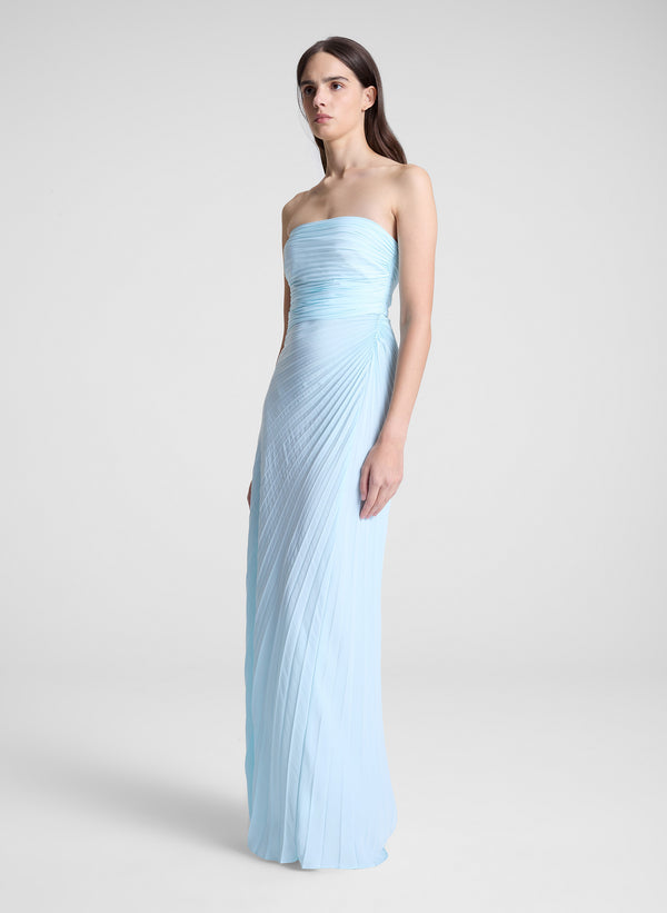 A.l.c. Bianca Strapless Pleated Maxi Dress Cascade