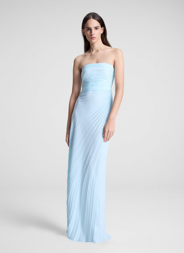 a.l.c. Bianca Strapless Pleated Maxi Dress Cascade